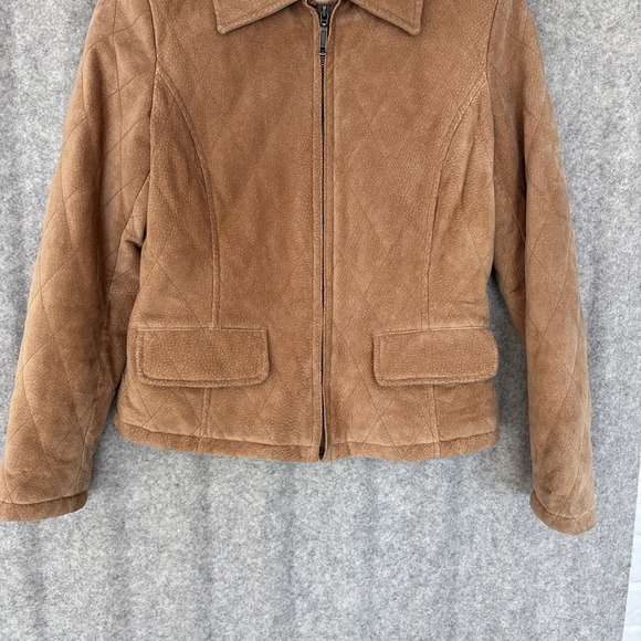 Vintage Casablanca Suede Leather Jacket Womens S Brown Zip Front Retro Coat - Picture 6 of 16